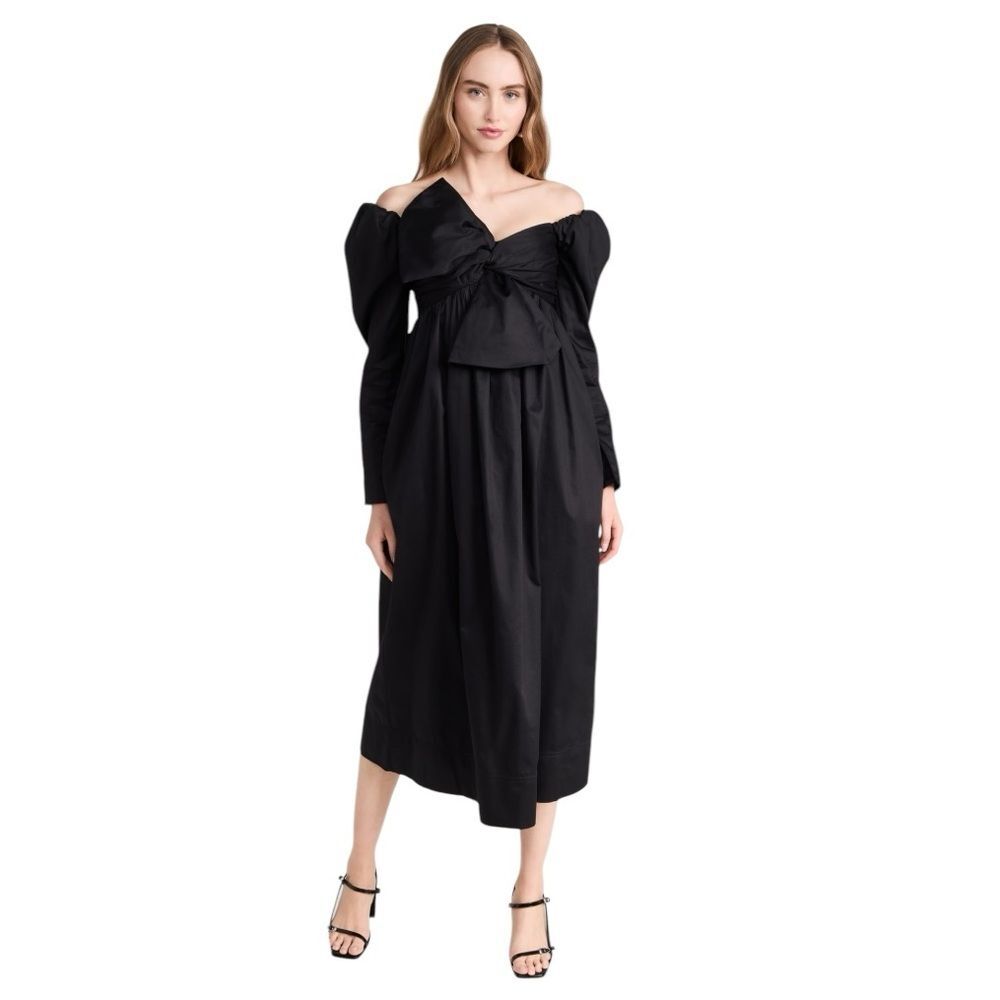 AJE Valentina Bow Midi Dress Black Size 8 US/ Medium